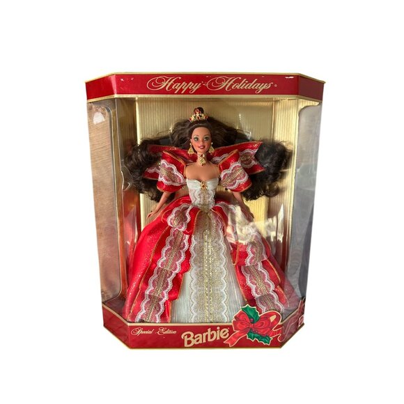 MATTEL Happy Holidays Hallmark Brunette 1997 Limited Edition RARE Error Doll NEW - Picture 4 of 7